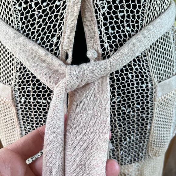 Ryu Women's Open Knit Longline Lace Trim Cardigan Color Blush Size S. NEW - Picture 7 of 11